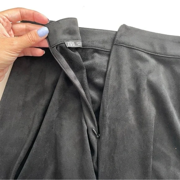 Zara Black Suede Long Maxi Skirt Size Medium - Picture 6 of 9